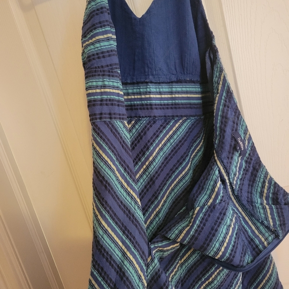 Vintage y2k blue striped halter neck knee length a-line sundress 3 - Picture 6 of 8